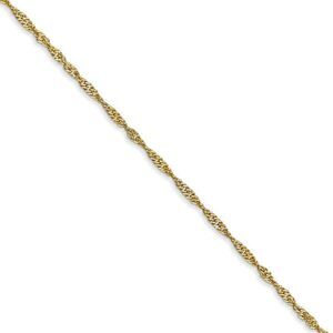 1.3mm 10k Yellow Gold Singapore Chain Necklace, 20 Inch